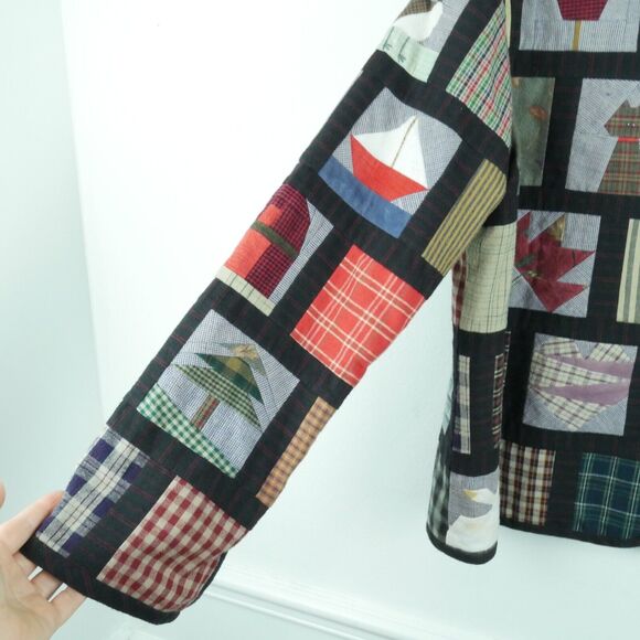 Handmade Large Patchwork Quilt Coat Jacket Cottagecore Grannycore Farmcore Boho - Picture 6 of 11